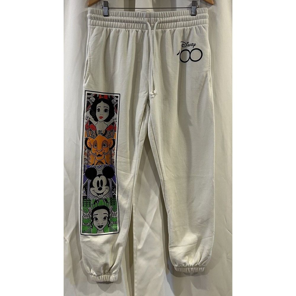 Disney 100 Character‎ Sweatpants Womens XL Ivory Cream Color Mickey